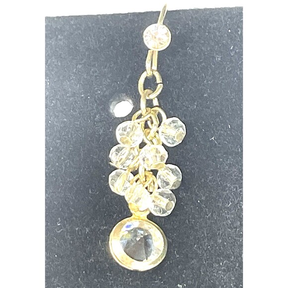 AVON signed Necklace Double Strand Chain Crystal Dangles Gold Tone Sparkle Bling - Picture 7 of 16